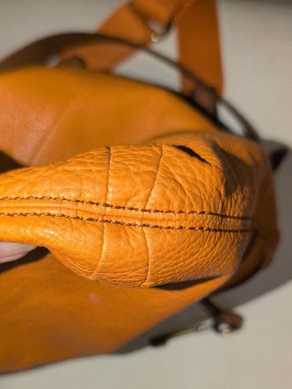 Fossil Explorer Orange Leather Foldover Convertible Crossbody Tote - Picture 13 of 16